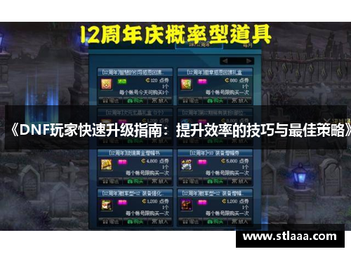《DNF玩家快速升级指南：提升效率的技巧与最佳策略》